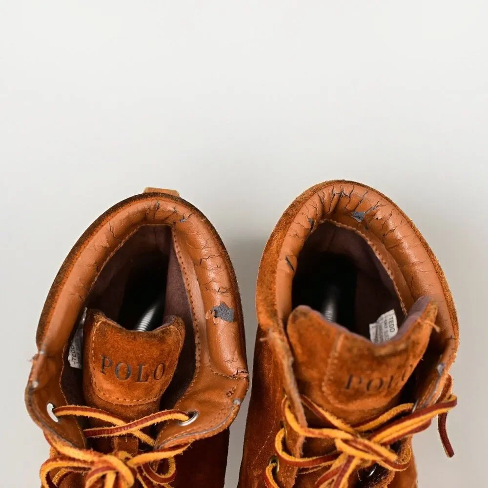 Polo Ralph Lauren Tedd Chukka Boots Leather Mens 10.5 Brown Casual Hi Lace Shoe